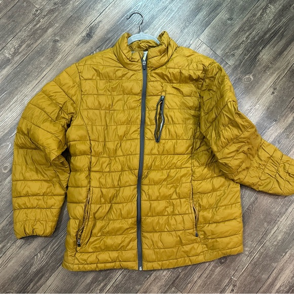 Men’s Large Mustard Yellow Puffer Jacket — see description - Picture 1 of 8